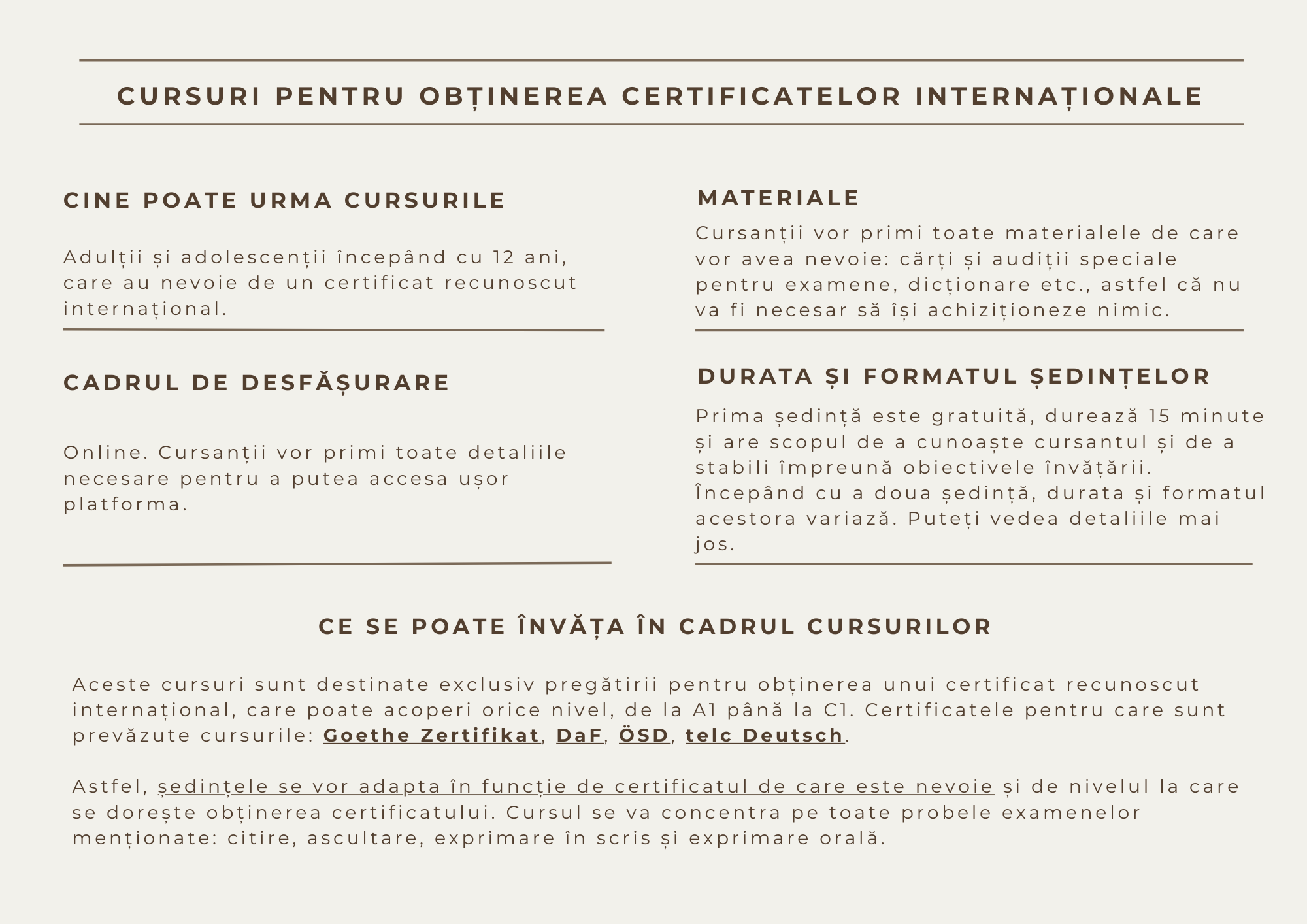 germana cu rost cursuri certificate internationale