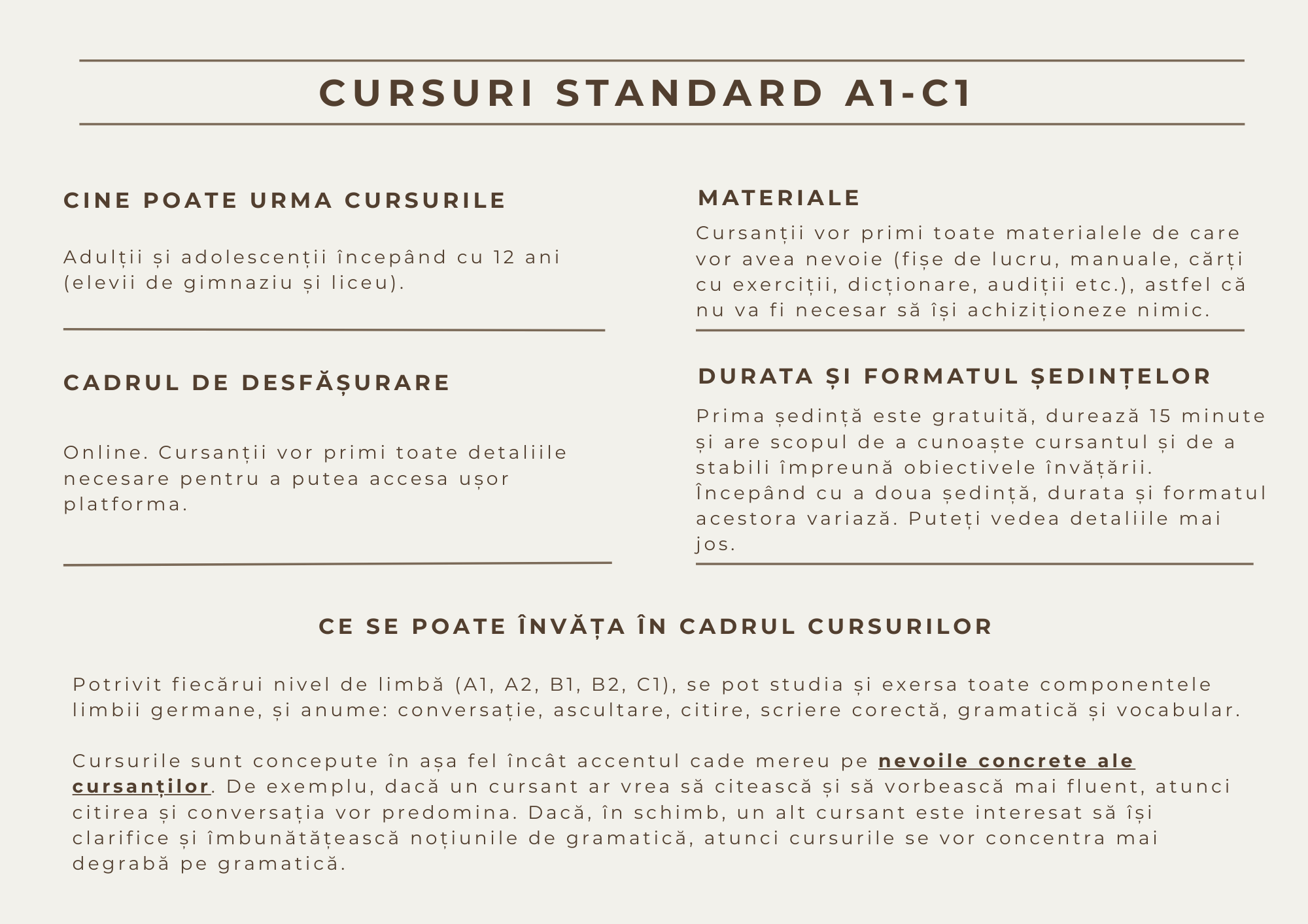 germana cu rost cursuri standard